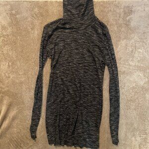 We the Free Tunic Top XS Black Turtleneck Slit Back Waffle Knit Shirt Long Slv